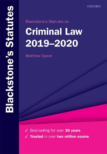 Blackstones Statutes on Criminal Law 2019-2020 (Blackstones Statute Series)