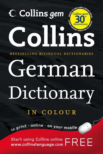 Brand New. Collins Gem German Dictionary with Colour Headwords and Travel Phrase Supplement Ref 0007284481