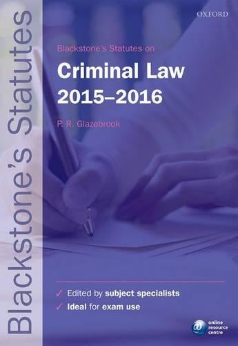 Blackstones Statutes on Criminal Law 2015-   2016 (Blackstones Statute Series)