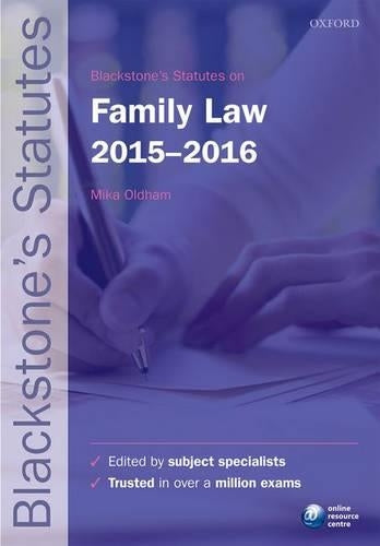 Blackstones Statutes on Family Law 2015-   2016 (Blackstones Statute Series)